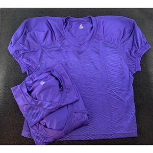 Lot of 3 Champro Purple Football‎ Jersey Men's Adult XL Mesh V-Neck Short Sleeve